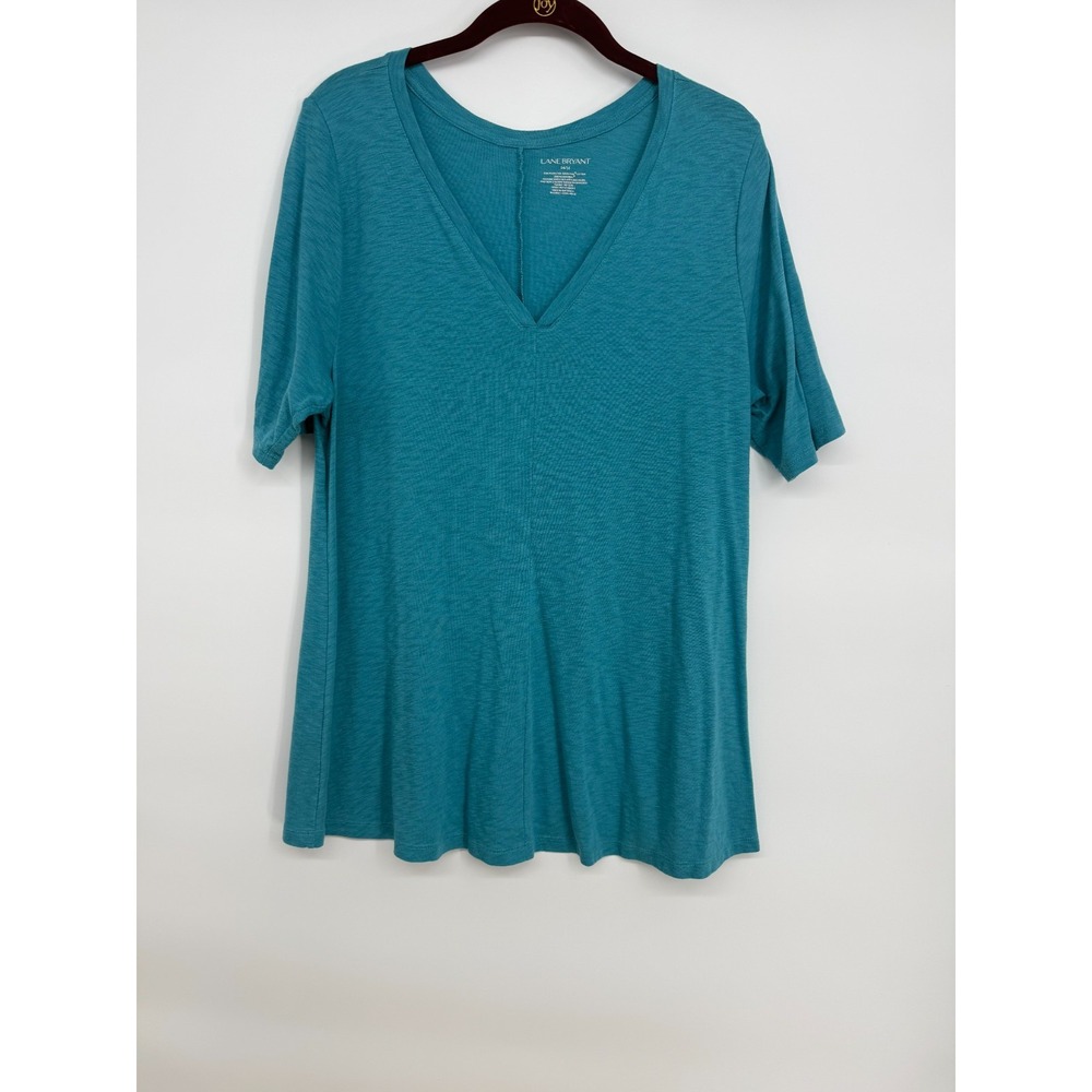 Lane Bryant Women's 14/16 Teal Top Short Sleeve Flowy Casual Plus Size